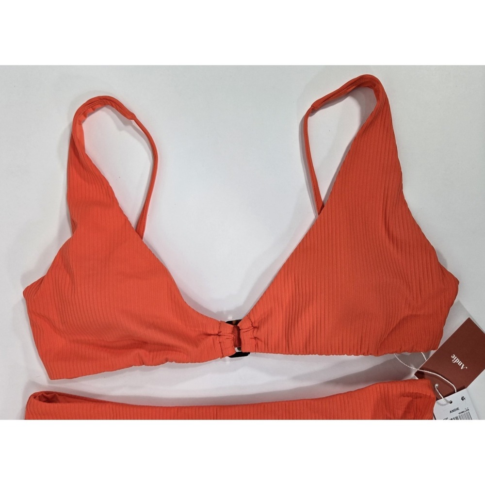 Andie Swim Womens Large 2-Piece Orange Vermillion Bikini NWT - Picture 2 of 11